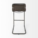 42-Inch Brown Leather and Black Iron Bar Stool