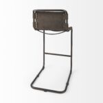 42-Inch Brown Leather and Black Iron Bar Stool