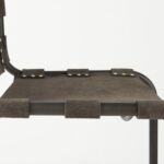 42-Inch Brown Leather and Black Iron Bar Stool