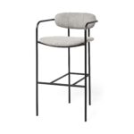 29-Inch Grey Steel Bar Stool With Full Back and Footrest