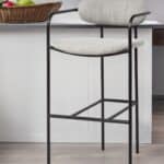 29-Inch Grey Steel Bar Stool With Full Back and Footrest