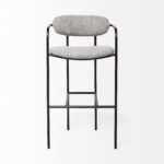 29-Inch Grey Steel Bar Stool With Full Back and Footrest