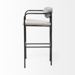29-Inch Grey Steel Bar Stool With Full Back and Footrest
