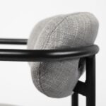29-Inch Grey Steel Bar Stool With Full Back and Footrest