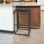 35-Inch Brown and Black Leather Backless Counter Height Bar Stool