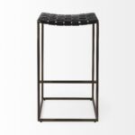 35-Inch Brown and Black Leather Backless Counter Height Bar Stool