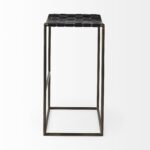 35-Inch Brown and Black Leather Backless Counter Height Bar Stool