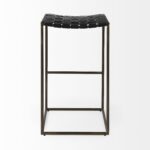 35-Inch Brown and Black Leather Backless Counter Height Bar Stool