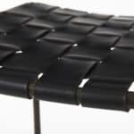 35-Inch Brown and Black Leather Backless Counter Height Bar Stool