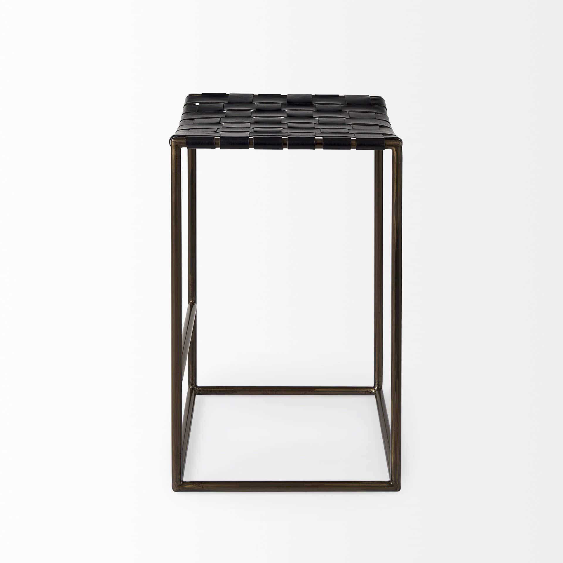 29-Inch Brown Leather and Iron Backless Bar Stool 3 29-Inch Brown Leather and Iron Backless Bar Stool - Image 3