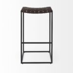 30 Inch Brown and Black Leather Backless Bar Stool