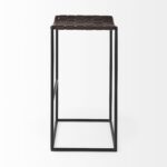 30 Inch Brown and Black Leather Backless Bar Stool