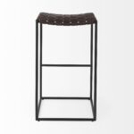 30 Inch Brown and Black Leather Backless Bar Stool