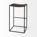 30 Inch Brown and Black Leather Backless Bar Stool