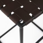 30 Inch Brown and Black Leather Backless Bar Stool