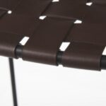 30 Inch Brown and Black Leather Backless Bar Stool
