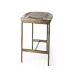 29-Inch Gray Backless Bar Stool with Cowhide Upholstery