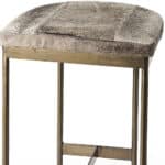 29-Inch Gray Backless Bar Stool with Cowhide Upholstery