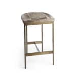 29-Inch Gray Backless Bar Stool with Cowhide Upholstery