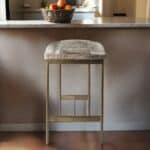 29-Inch Gray Backless Bar Stool with Cowhide Upholstery