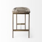 29-Inch Gray Backless Bar Stool with Cowhide Upholstery