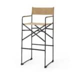 35-Inch Brown and Black Leather Bar Stool With Footrest