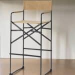 35-Inch Brown and Black Leather Bar Stool With Footrest