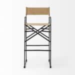 35-Inch Brown and Black Leather Bar Stool With Footrest