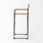 35-Inch Brown and Black Leather Bar Stool With Footrest