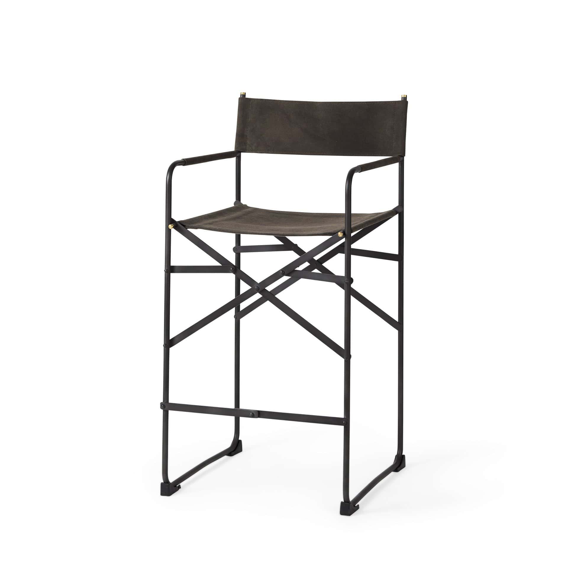 26-Inch Brown Fabric Seat Black Frame Bar Stool 1 26-Inch Brown Fabric Seat Black Frame Bar Stool
