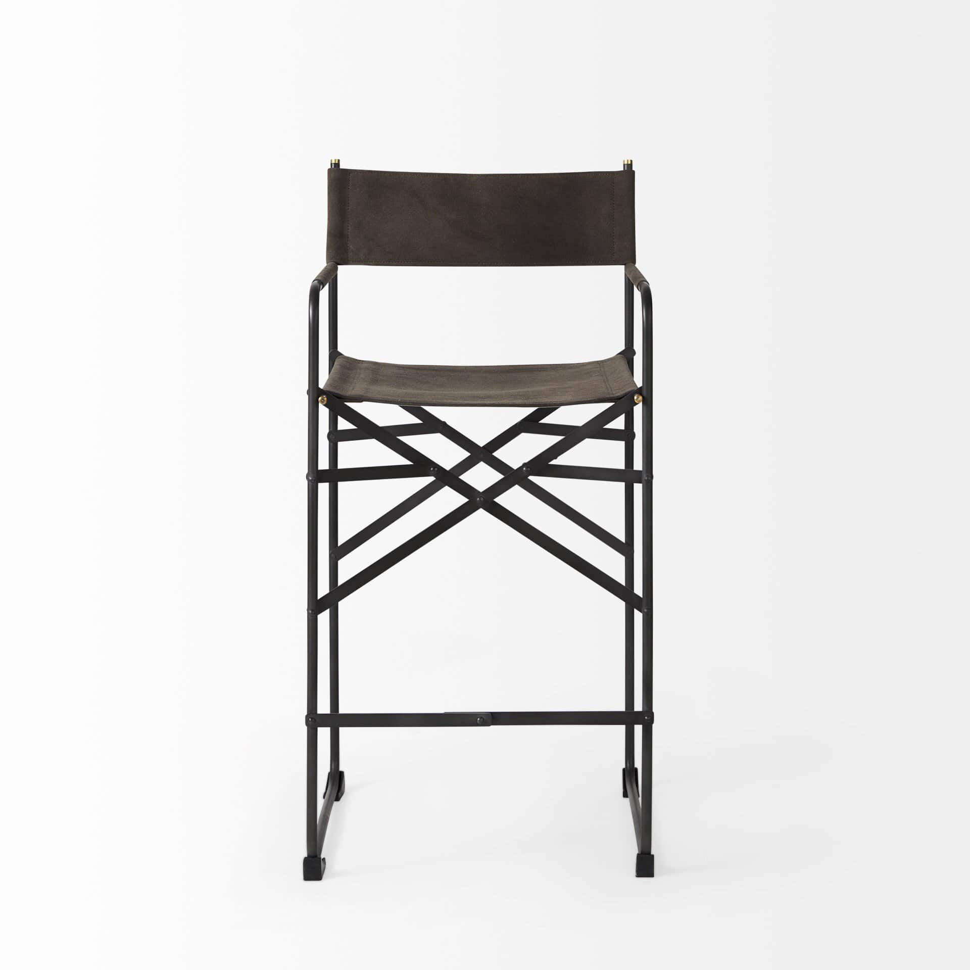 26-Inch Brown Fabric Seat Black Frame Bar Stool 4 26-Inch Brown Fabric Seat Black Frame Bar Stool - Image 4