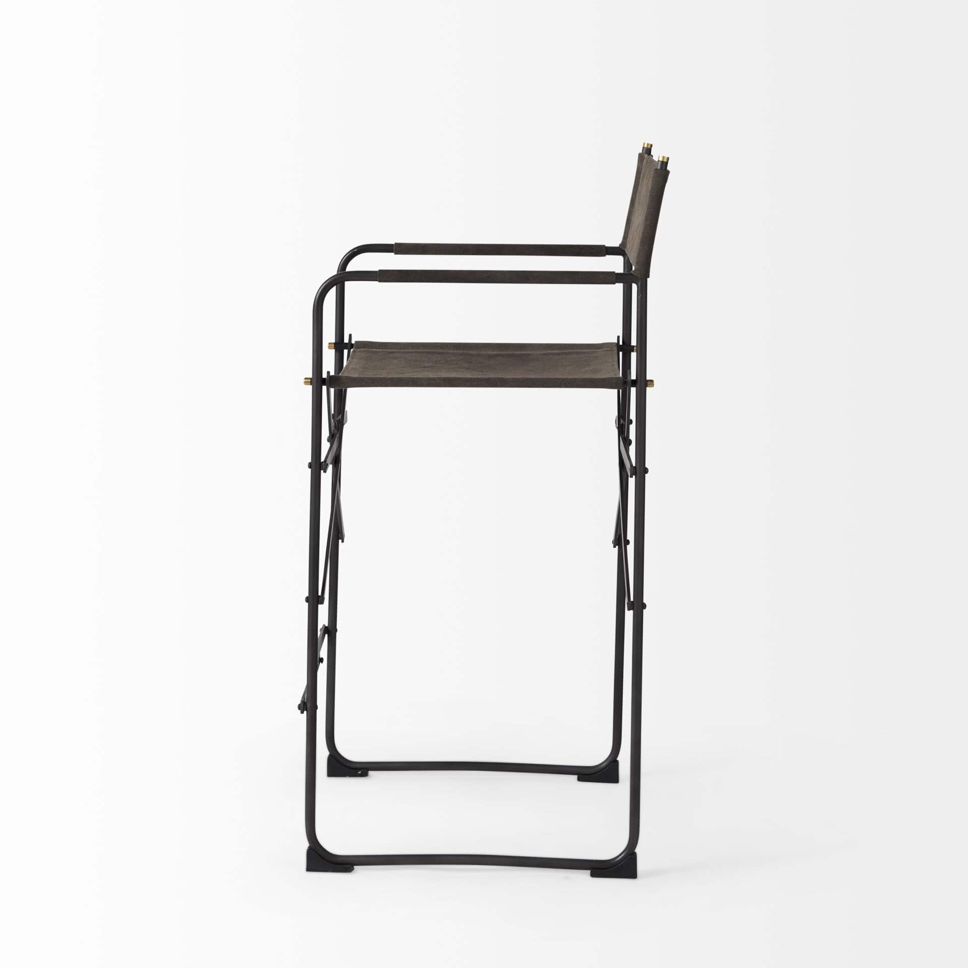 26-Inch Brown Fabric Seat Black Frame Bar Stool 5 26-Inch Brown Fabric Seat Black Frame Bar Stool - Image 5