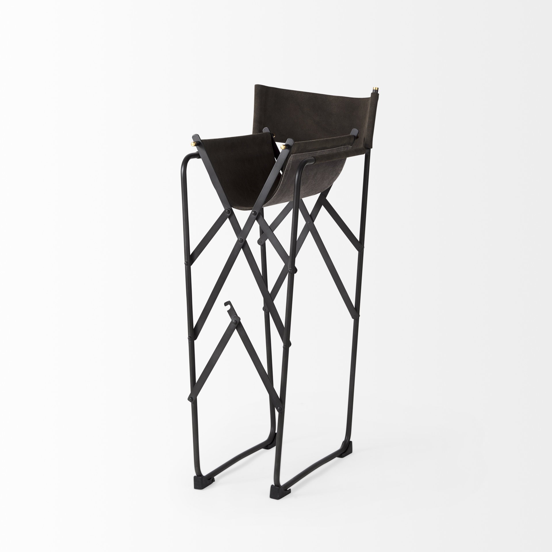26-Inch Brown Fabric Seat Black Frame Bar Stool 7 26-Inch Brown Fabric Seat Black Frame Bar Stool - Image 7