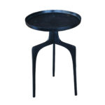 Contemporary Blue Metal Side Table With Tray Top