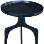 Contemporary Blue Metal Side Table With Tray Top