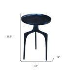 Contemporary Blue Metal Side Table With Tray Top