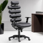 46-Inch Black Faux Leather Adjustable Swivel Executive Office Chair