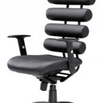46-Inch Black Faux Leather Adjustable Swivel Executive Office Chair