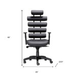 46-Inch Black Faux Leather Adjustable Swivel Executive Office Chair