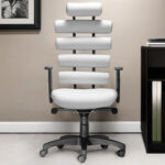 46-Inch White and Black Faux Leather Swivel Office Chair