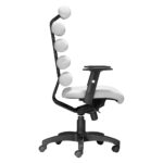 46-Inch White and Black Faux Leather Swivel Office Chair