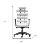 46-Inch White and Black Faux Leather Swivel Office Chair