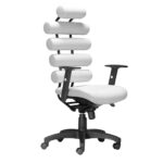46-Inch White and Black Faux Leather Swivel Office Chair