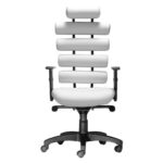 46-Inch White and Black Faux Leather Swivel Office Chair
