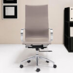 109-Inch Taupe and Silver Adjustable Faux Leather Office Chair