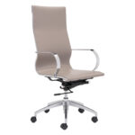 109-Inch Taupe and Silver Adjustable Faux Leather Office Chair