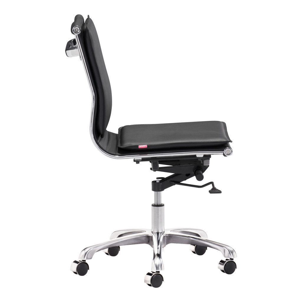 39.4-Inch Black and Silver Adjustable Swivel Faux Leather Office Chair 4 39.4-Inch Black and Silver Adjustable Swivel Faux Leather Office Chair - Image 4