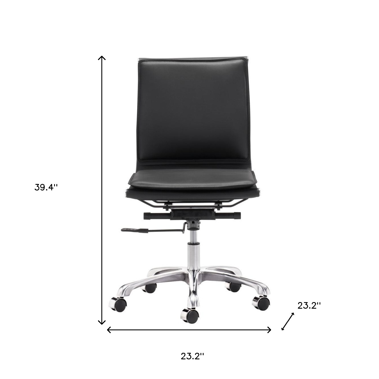 39.4-Inch Black and Silver Adjustable Swivel Faux Leather Office Chair 7 39.4-Inch Black and Silver Adjustable Swivel Faux Leather Office Chair - Image 7