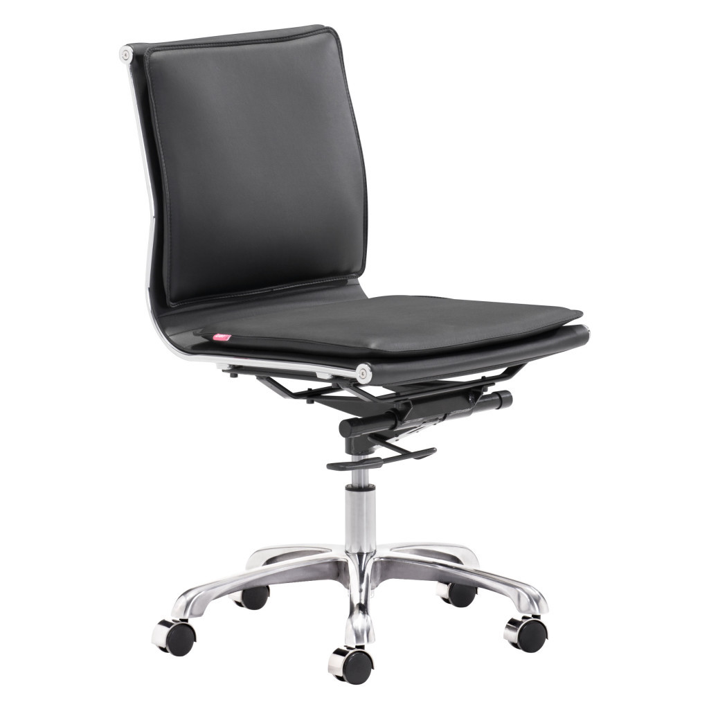39.4-Inch Black and Silver Adjustable Swivel Faux Leather Office Chair 3 39.4-Inch Black and Silver Adjustable Swivel Faux Leather Office Chair - Image 3