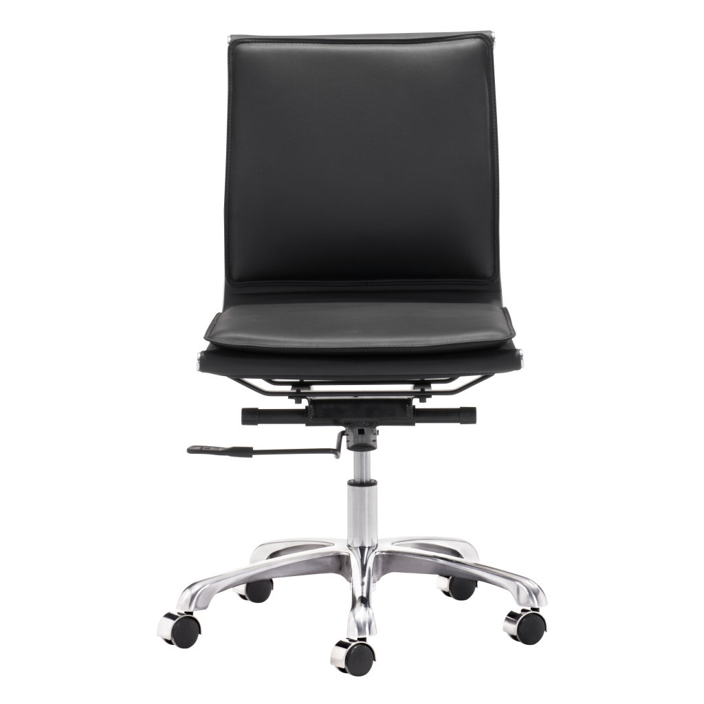 39.4-Inch Black and Silver Adjustable Swivel Faux Leather Office Chair 1 39.4-Inch Black and Silver Adjustable Swivel Faux Leather Office Chair